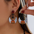 Halloween Rhinestone Pumkin Bat Pendant Dangle Earrings 6W6JER552