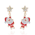Rhinestone Santa Claus Candy Cane Bow Dangle Earrings 6W6JER690