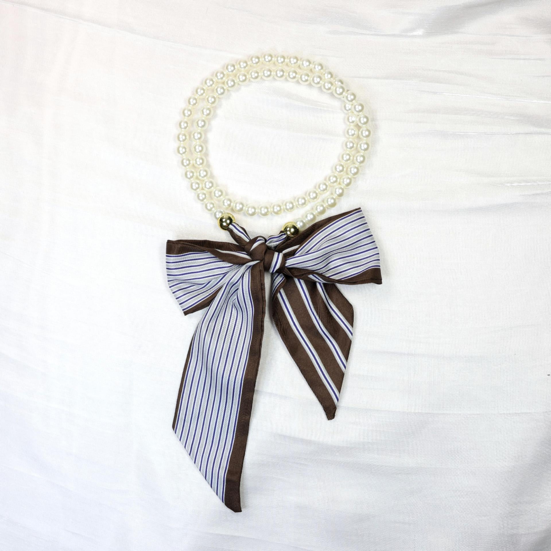 Elegant Floral Print Pearl Scarf Skinny Heanband MK2BW6W6HBD121