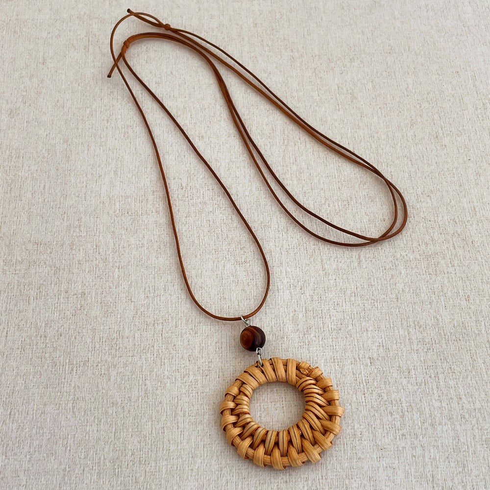 Vintage Straw Pendant Necklace - DippedShop Wholesale - #2003