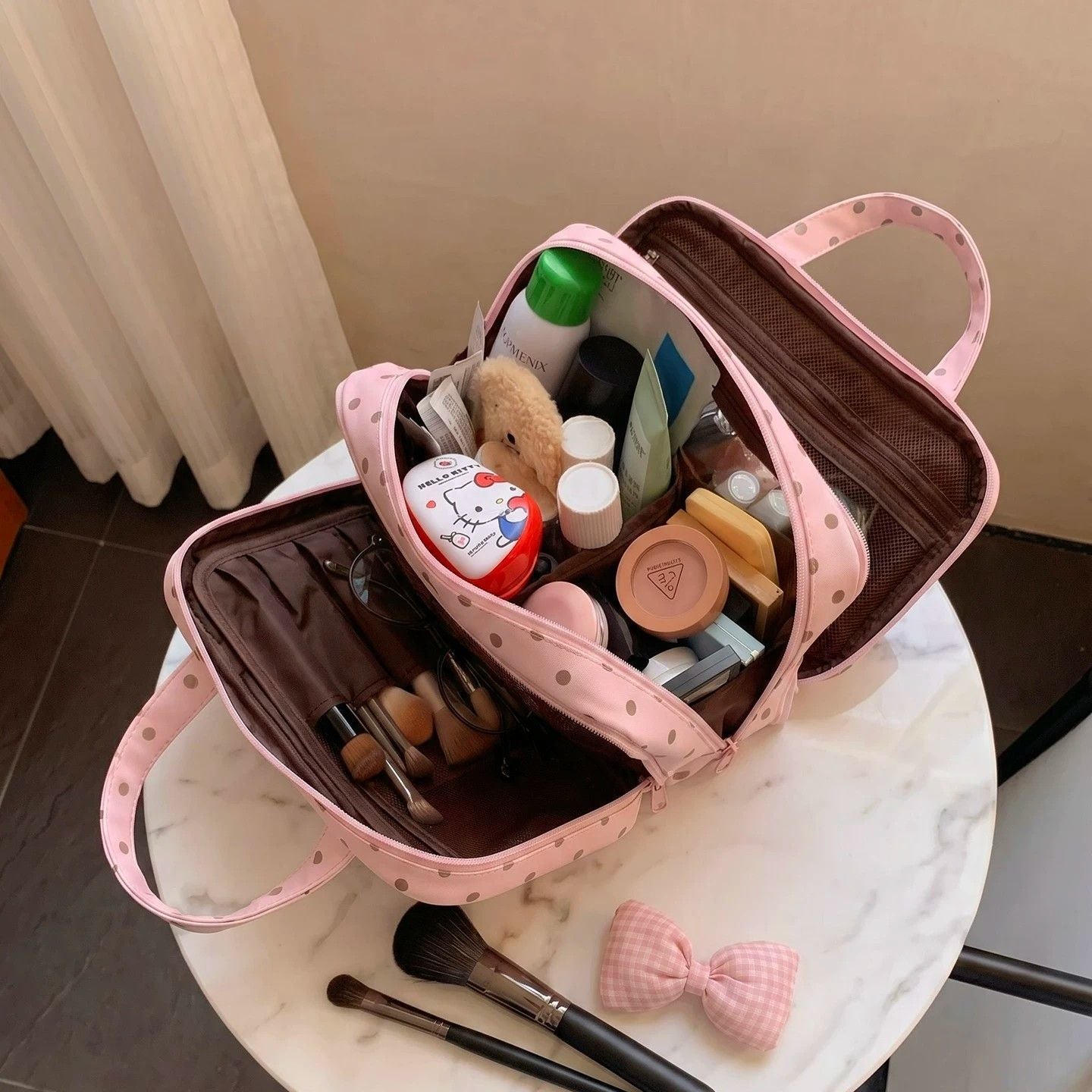Cute Polka Dots Large Capacity Makeup Bag MK2BW6S10BOB98