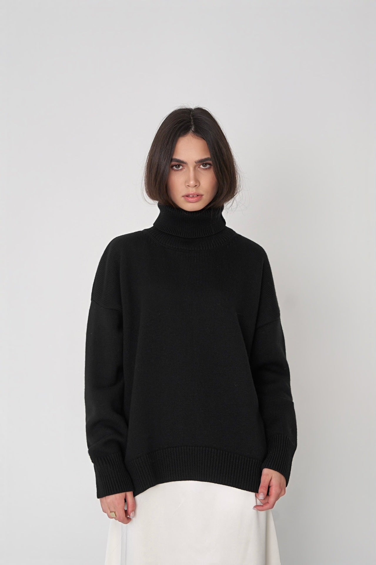 High Collar Loose Sweater - DippedShop Wholesale - #7987