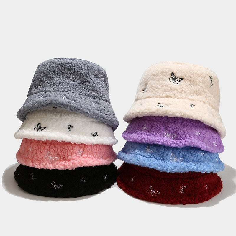 Butterfly Embroidery Rocker Fleece Bucket Hats DPBH0316