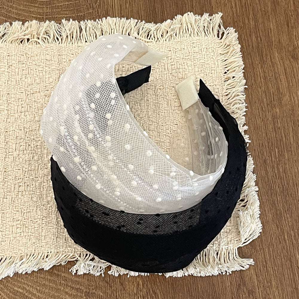 Elegant Polka Dots Lace Mesh Wide Headband 6W6HBD292