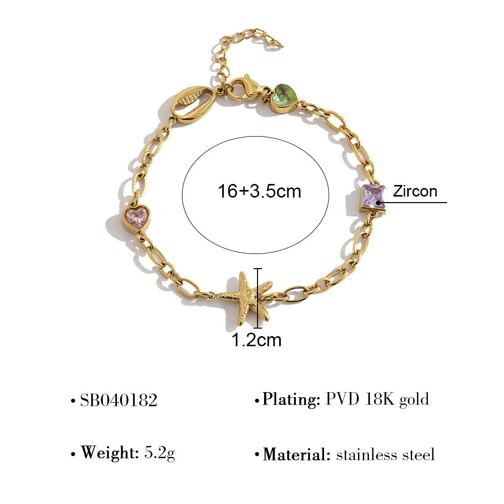 Stylish Metal Starfish Rhinestones Chain Bracelets 6W6JBR489