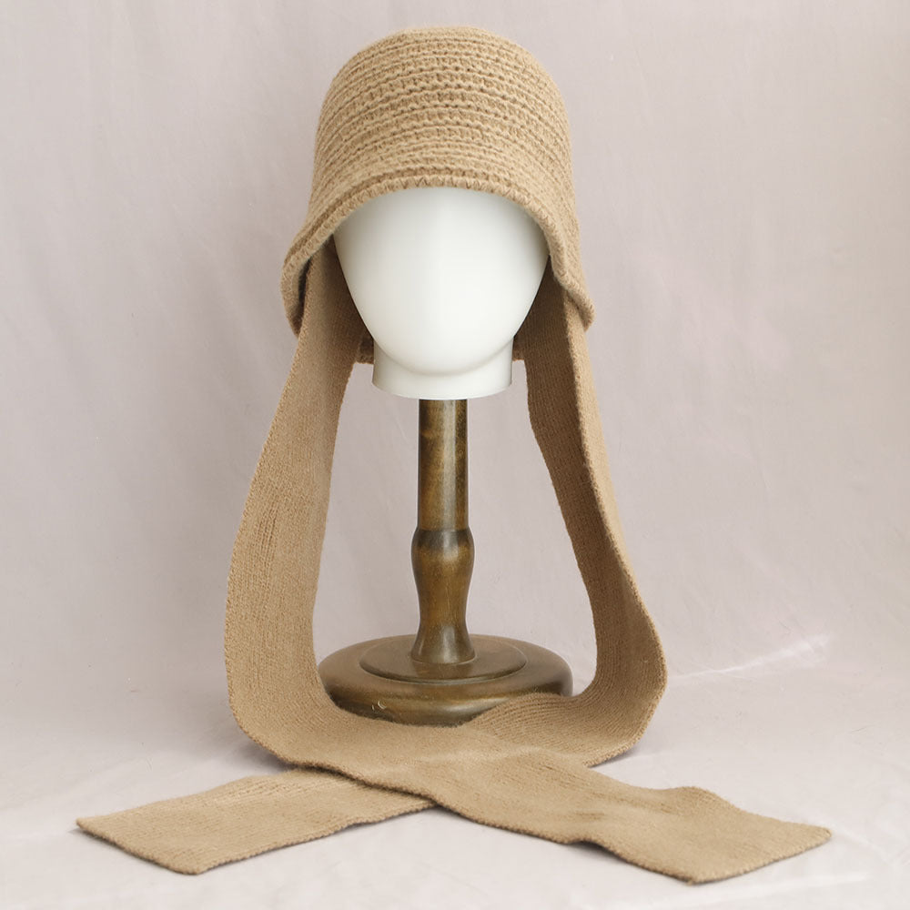 Winter Warm Knit Hooded Scarf Set Bucket Hat 6W6HAT689