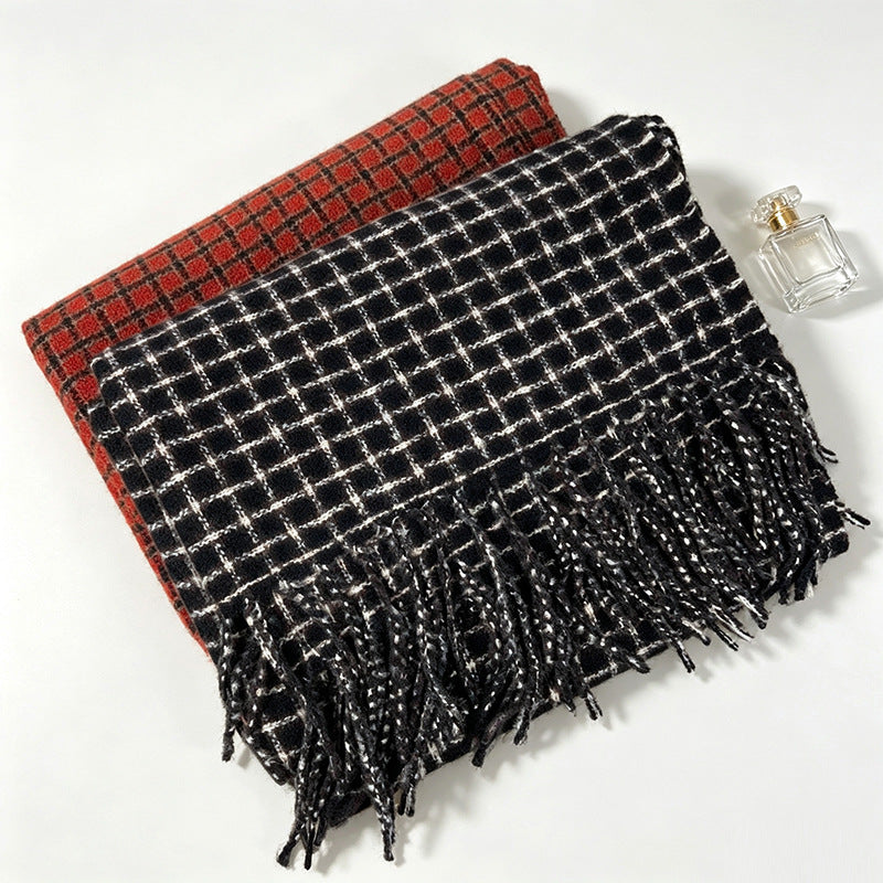 Plaid Fringe Scarf - DippedShop Wholesale - #0387