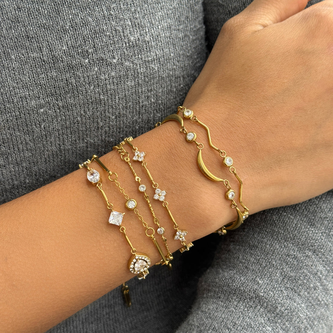 Cubic Zirconia Chain Bracelet - DippedShop Wholesale - #6019