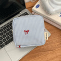 Minimalist Striped Print Bowknot Embroidery Cosmetic Bag 6S5CO125