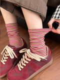 Color Contrast Striped Soft Crew Socks 6W8FSO700