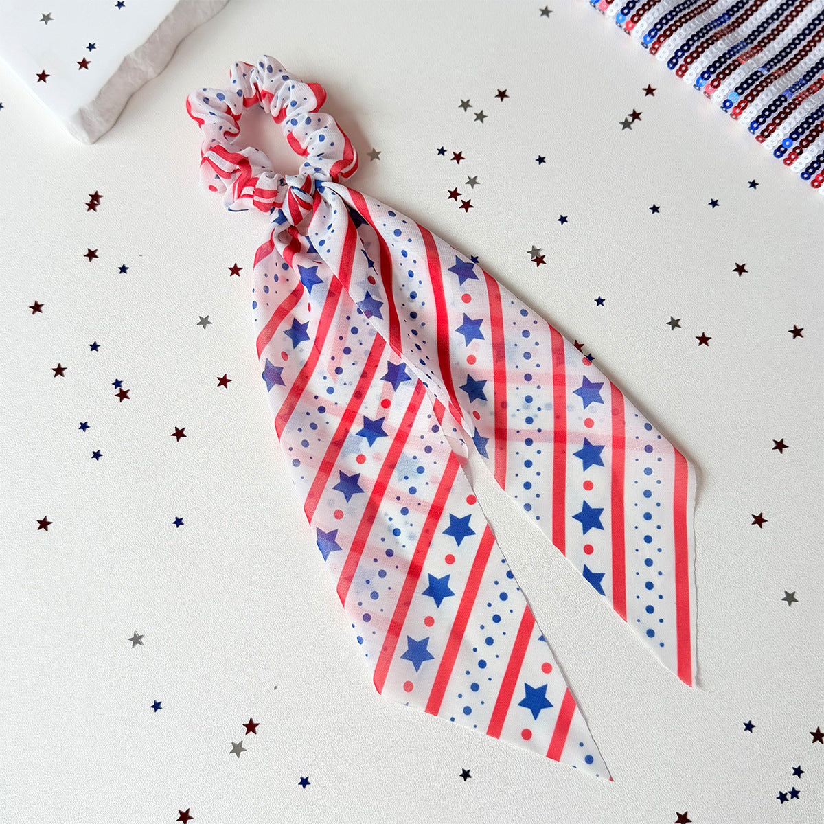 Trendy USA Flag Color Block Stretchy Hair Tie 8BK6HSR16T