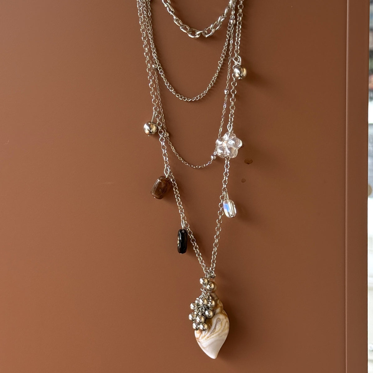 Trendy Seashell Pendant Multi-Layered Chain Necklace 6W6JNC1062