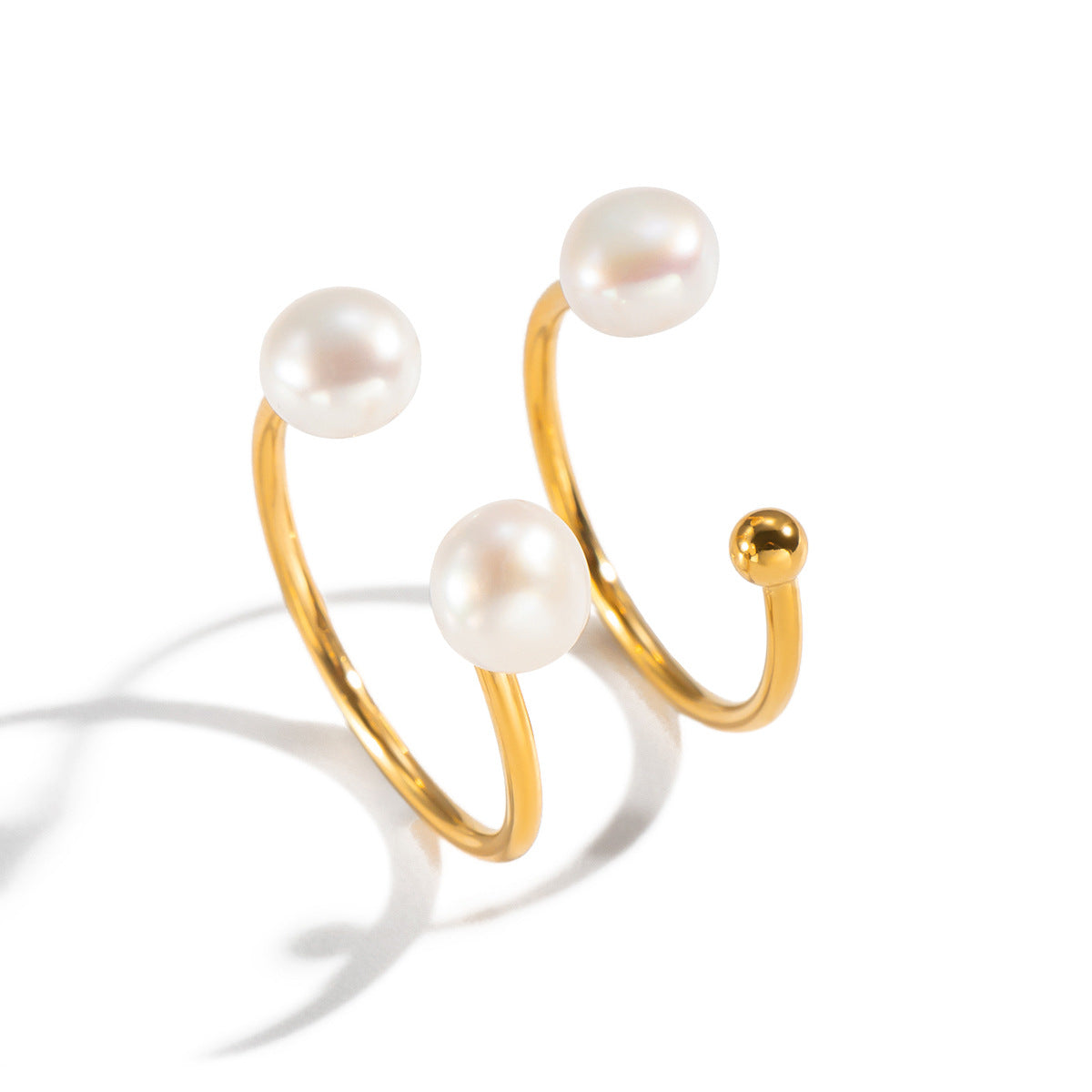 Pearl Gold Plated Open Ring - DippedShop Wholesale - #2515