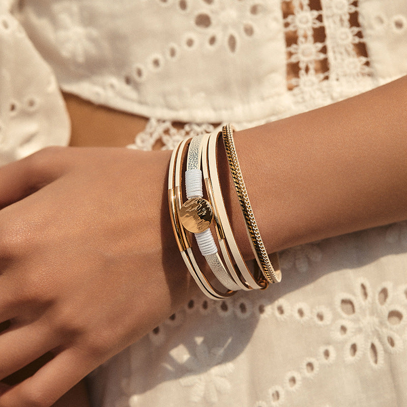 Vintage Layered PU Leather Bracelets DP25B597