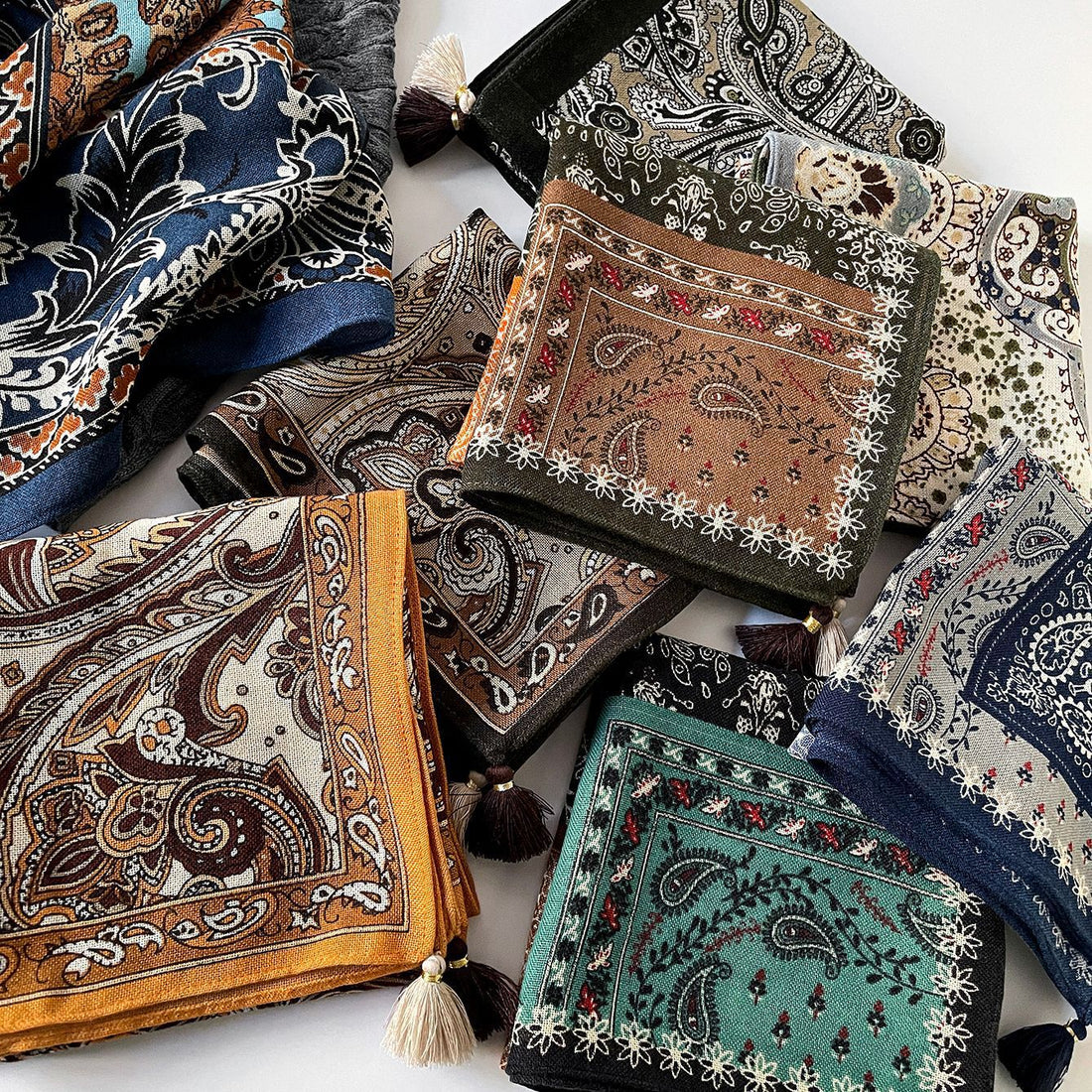 Retro Paisley Tassel Scarf - DippedShop Wholesale - #4435