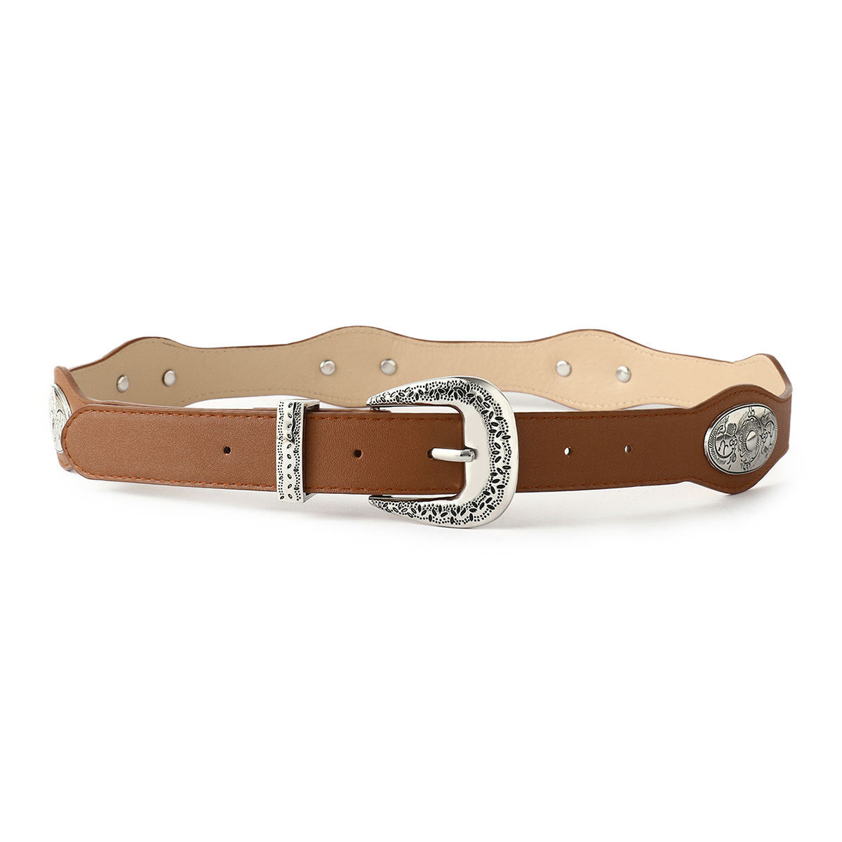 Retro Punk Studded Distressed Leather Belt 6W6JBT172
