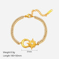 Stylish Gold Plated Heart Floral Pendant Bracelets 6W6JNC636