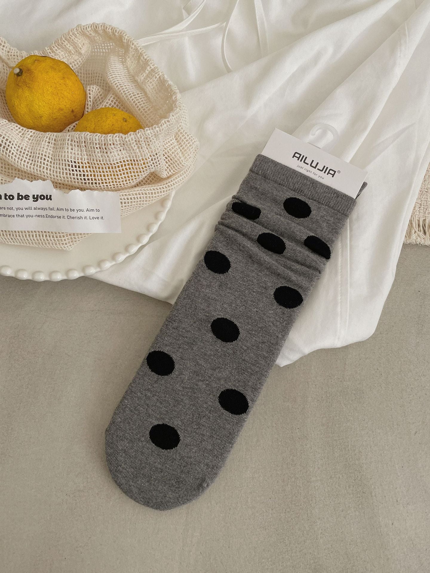 Vintage Polka Dot Soft Scrunch Socks 6W8FSO697