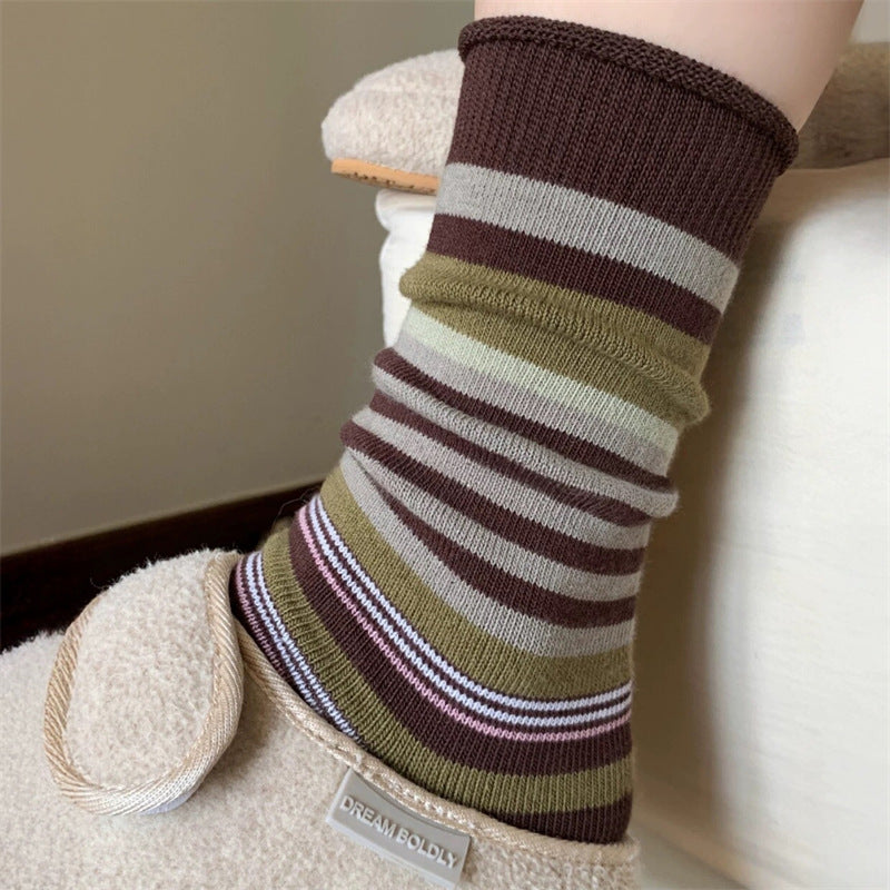 Color Block Striped Crew Socks - DippedShop Wholesale - #7315