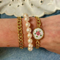 French Style Enamal Floral Print Charm Bracelet 6W6JBR332