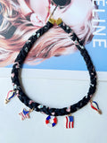 Hand Woven USA Flag Umbrella Pendant Choker Necklace 8ZA6JNC287T