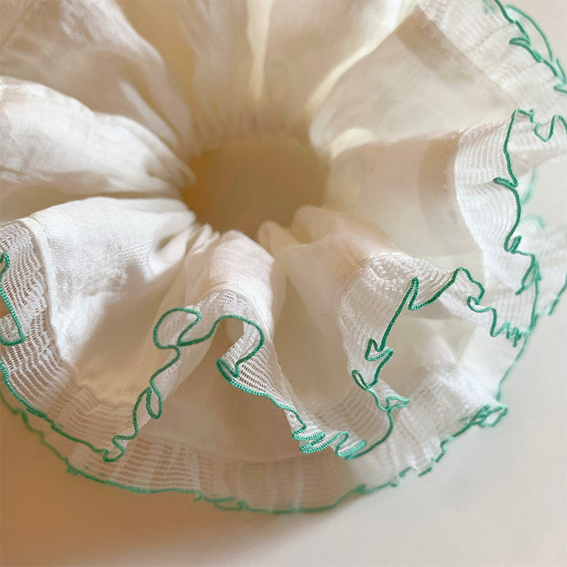 Mint Tulle Ruffled Scrunchies - DippedShop Wholesale - #7491