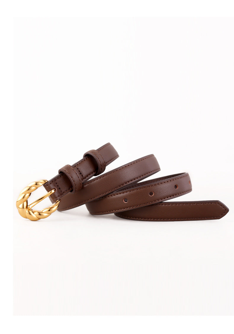 Retro Twisted Design Buckle Jean Leather Belt 6W6JBT159