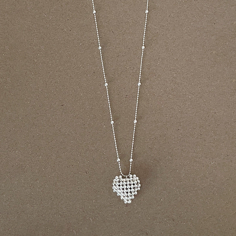 Simple Flower Heart Pendant Chain Necklace 6W6JNC439