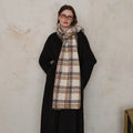 Color Block Plaid Sherpa Fleece Scarf 6W6NSW297