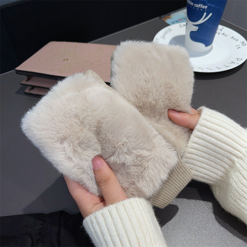 Leopard Faux Fur Fingerless Gloves - DippedShop Wholesale - #7523
