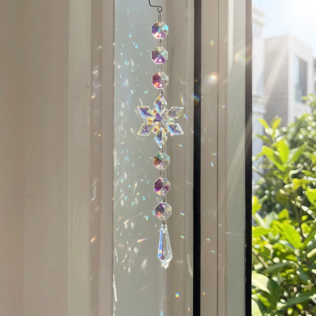 Christmas Snowflake Crystal Suncatcher Wind Chime 6H7HLS142