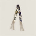 Simple Striped Print Tassel Silk Scarf 6W6NSI247