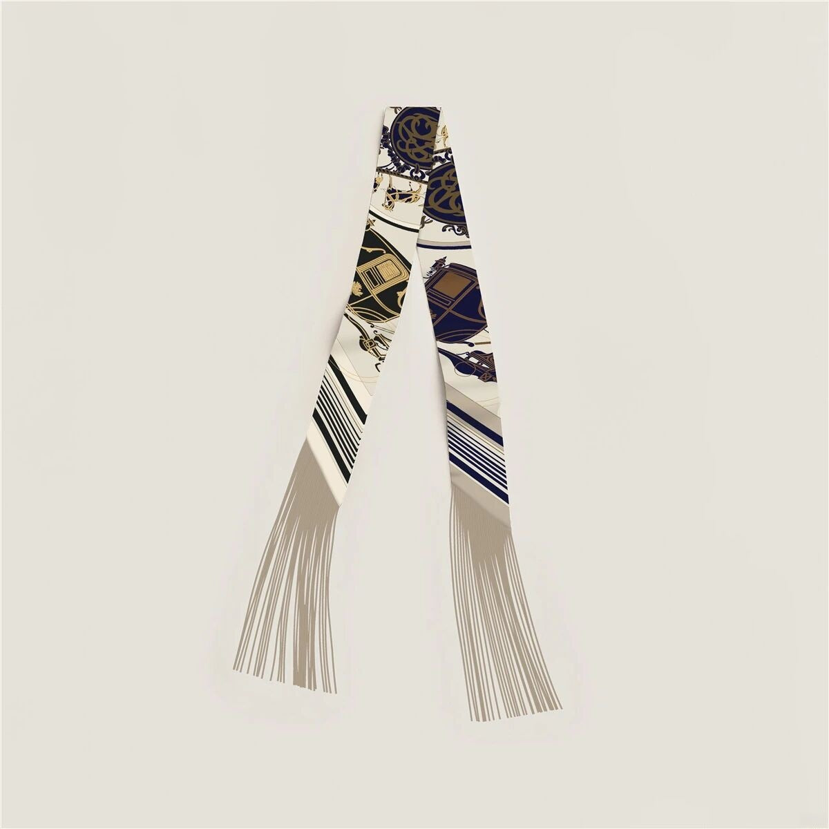 Simple Striped Print Tassel Silk Scarf 6W6NSI247
