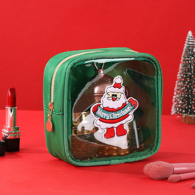 Christmas Letter Embroidery Clear PVC Makeup Bag 6W10BOB1343