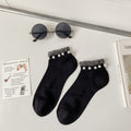 Elegant Pearl Lace Trim Ankle Socks 6W8FSO743