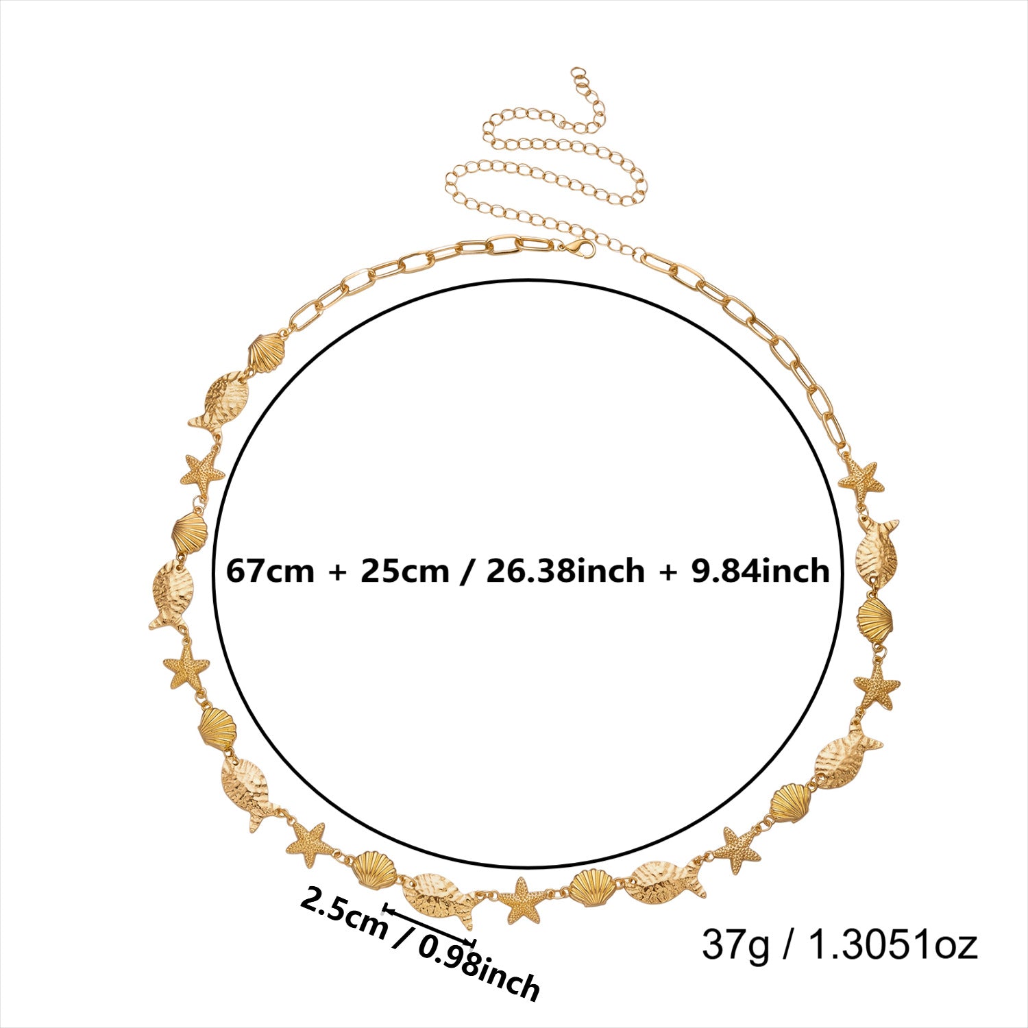 Simple Gold Plated Starfish Shell Waist Chain 8ZA6JBC106L