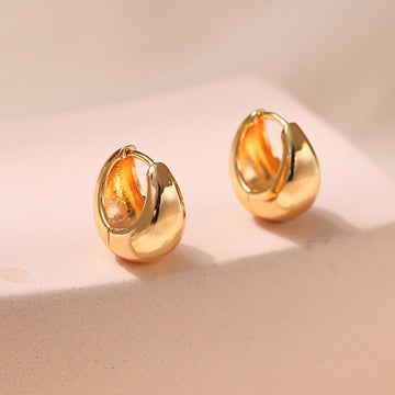 Vintage Simple Small Chunky Gold Hoop Earrings DPJE1226