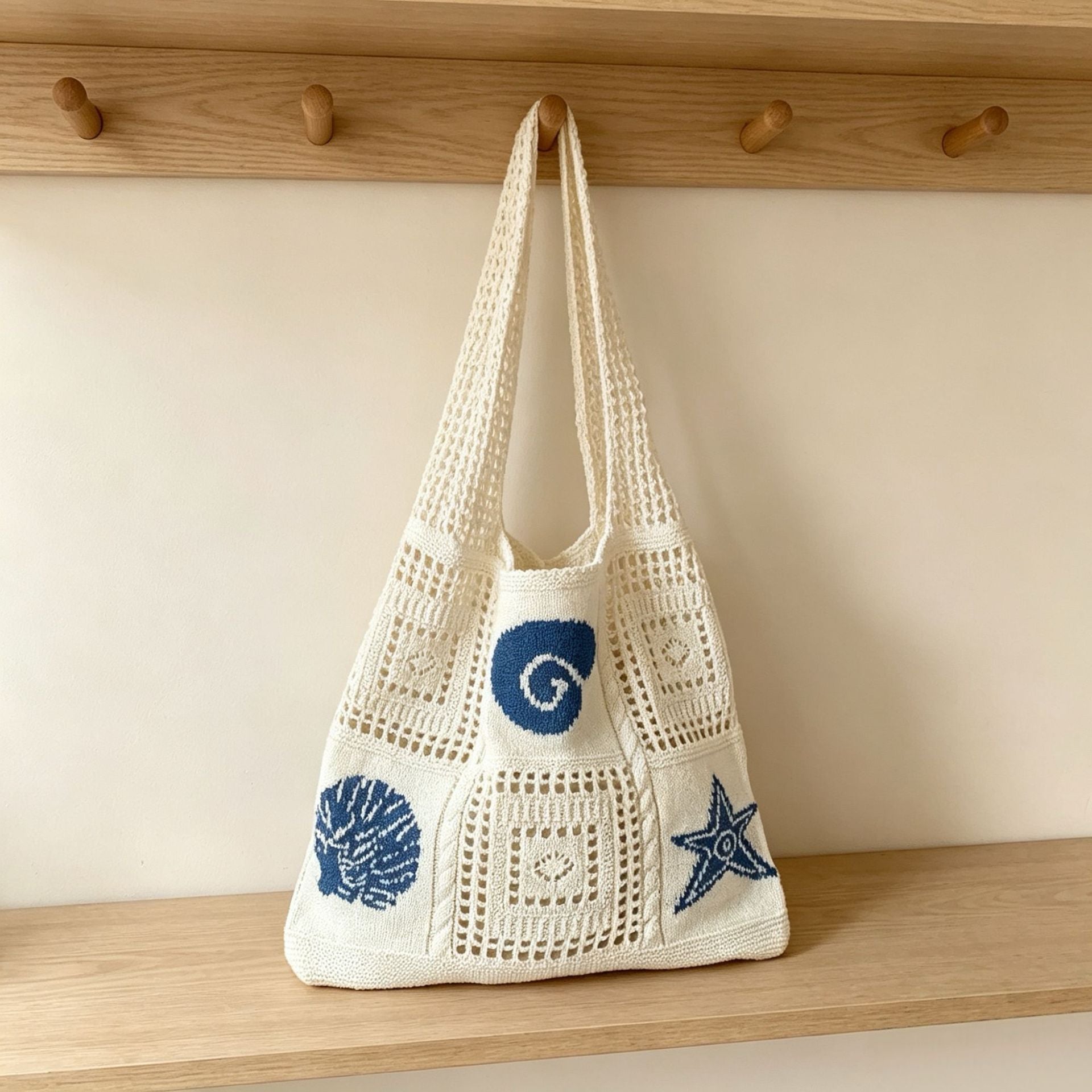Retro Jacquard Hollow Out Knit Shoulder Bag 6W10BBG1761