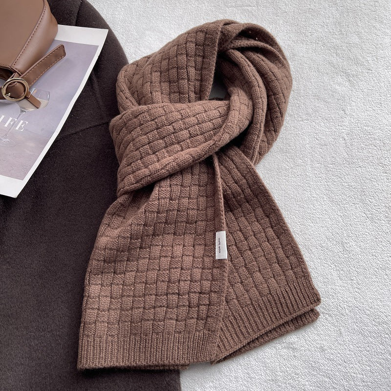Classic Solid Color Plaid Knit Warm Scarf 6W6NSC79