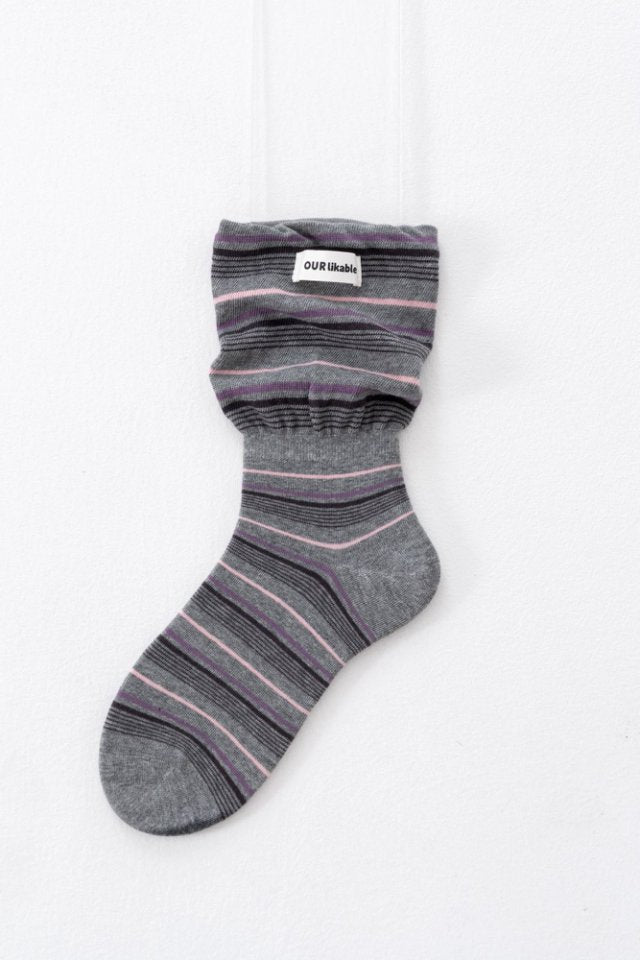 Striped Slouch Crew Socks - DippedShop Wholesale - #5875
