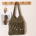 Trendy Wooden Beaded Tassel Hollow Shoulder Bag 8BW6BBG437L