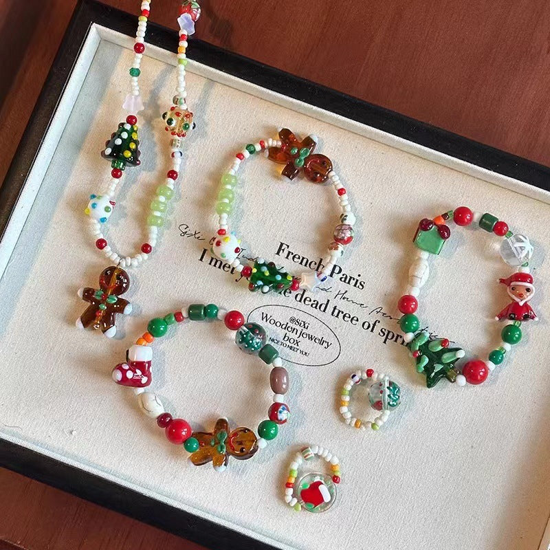 Cartoon Colorful Beaded Christmas Jewelry Set DPJB2008