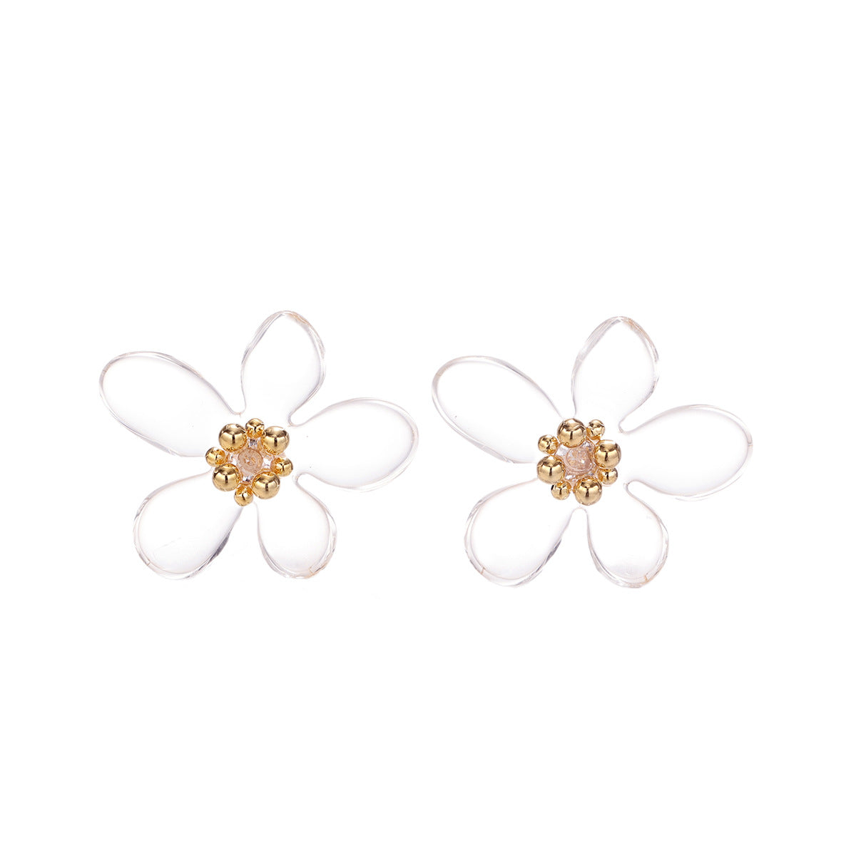 Transparent Floral Stud Earrings - DippedShop Wholesale - #2275