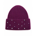 Winter Pearl Rhinestone Solid Color Beanie Hat 6W6HAT642