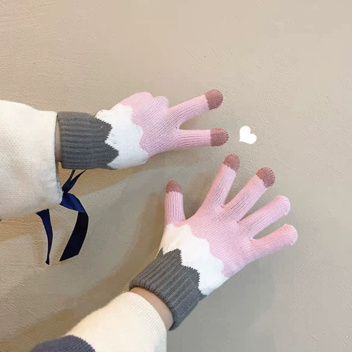 Elegant Solid Color Thicken Warm Knit Gloves 6W6GLO50