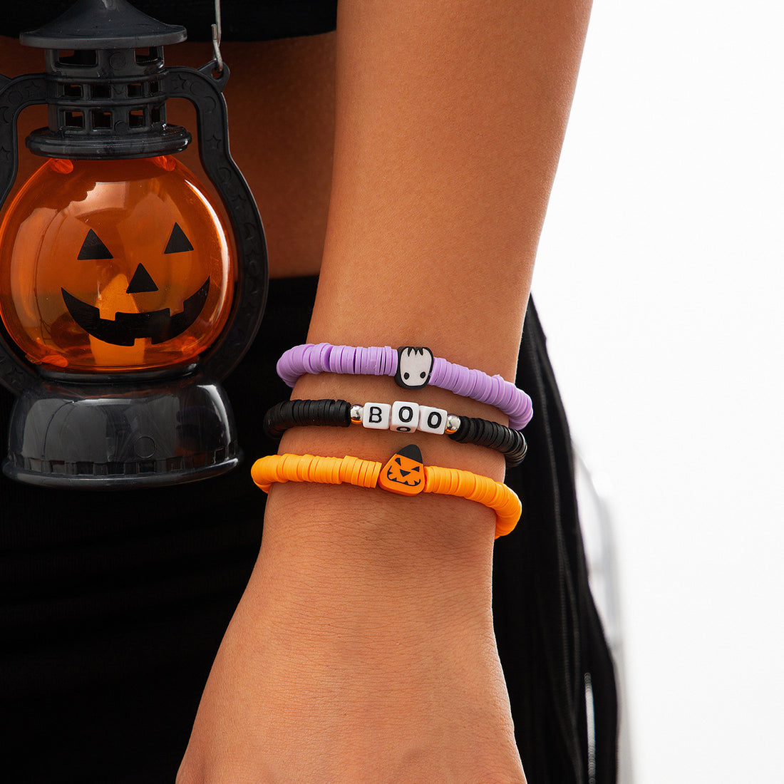 Dark Pumpkin Letter Stretch Halloween Bracelets DPJB2514