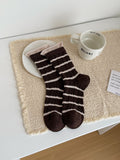 Cozy Striped Cable Knit Thick Crew Socks 6W8FSO693