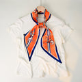 Simple Color Block Striped Print Silk Scarf 6W6NSI258