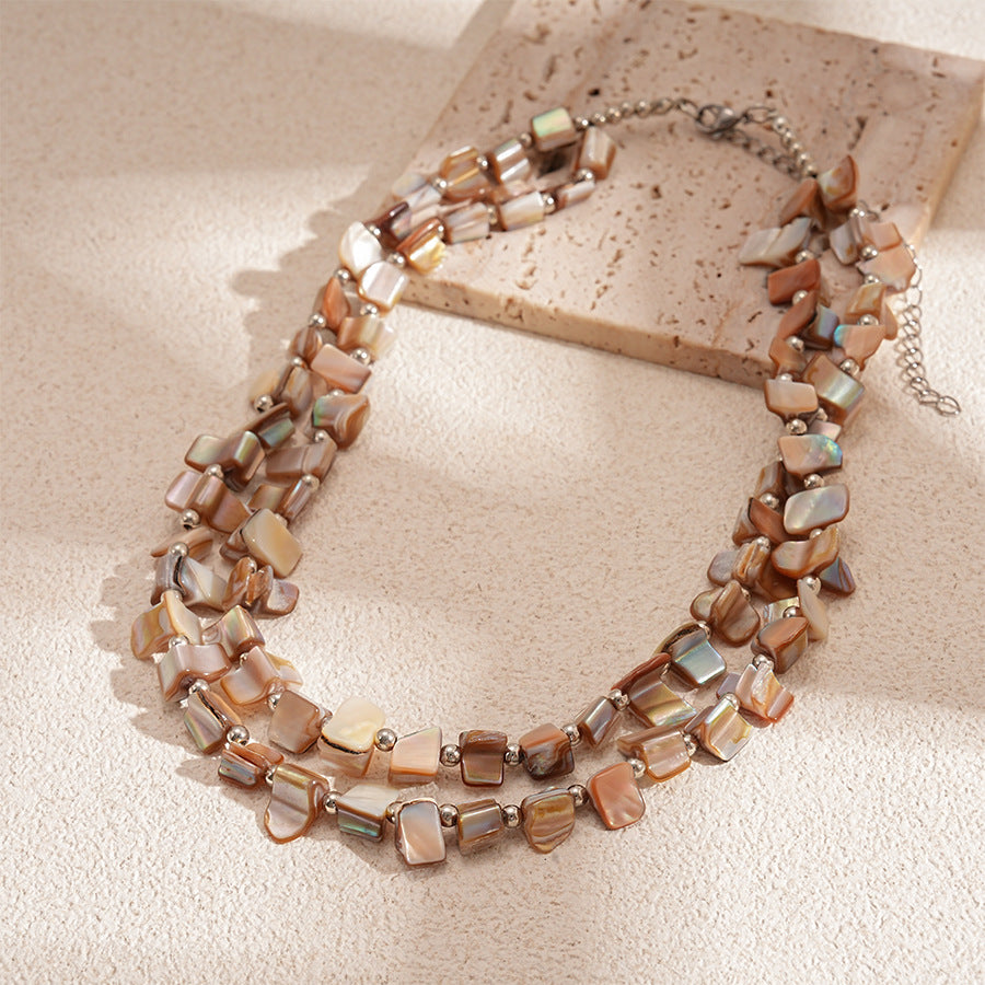 Vintage Irregular Double Layer Shell Necklace 6W6JNC944