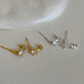 Rhinestone C-Shaped Stud Earrings - DippedShop Wholesale - #1539